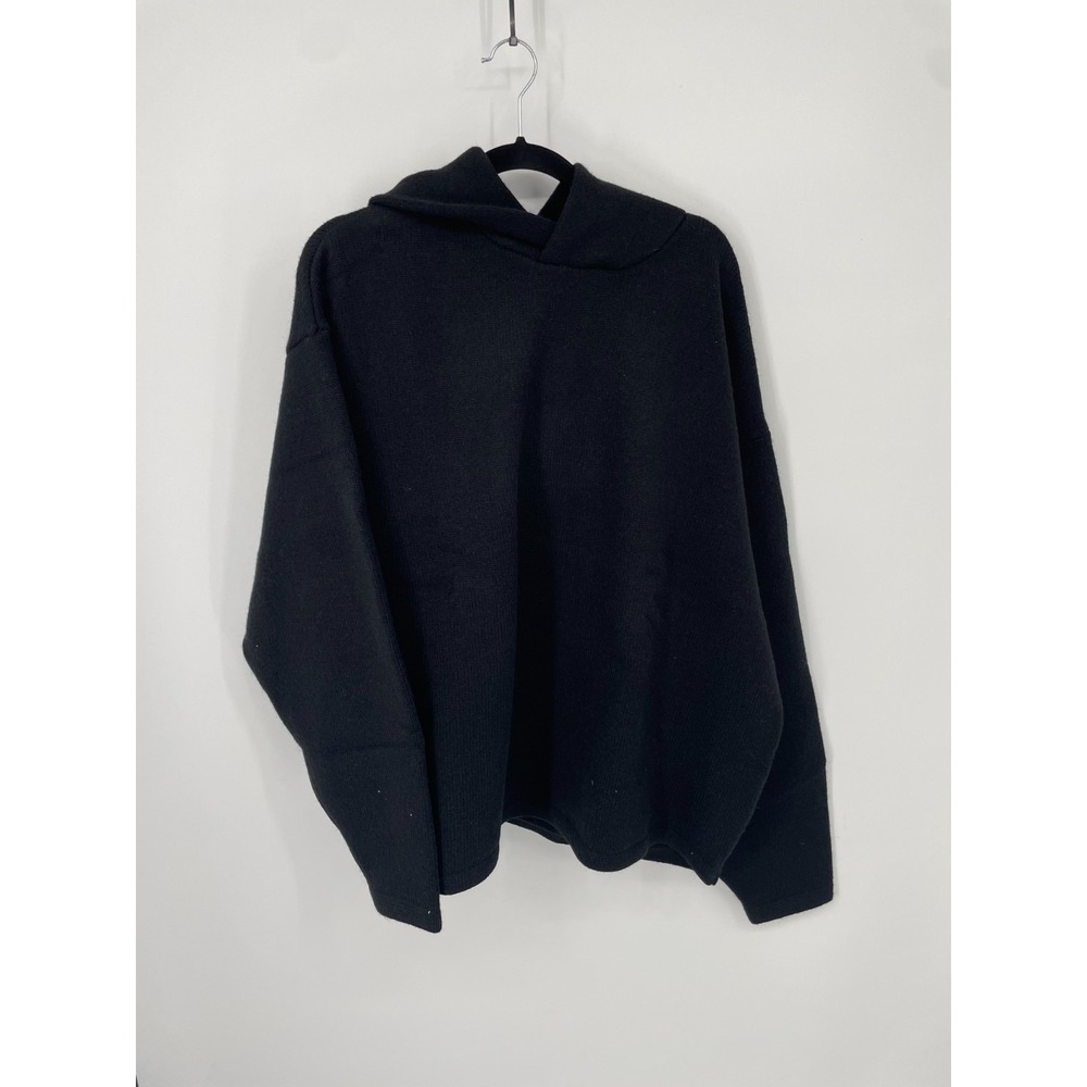 Mnml Tonal Grain Knitted Hoodie Mens Small Black Dropped Shoulder Streetwear NWT